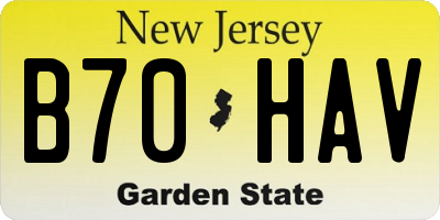 NJ license plate B70HAV