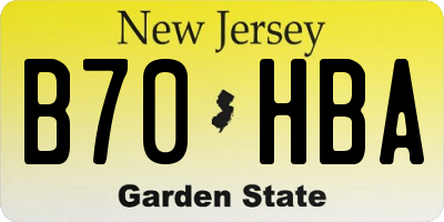 NJ license plate B70HBA