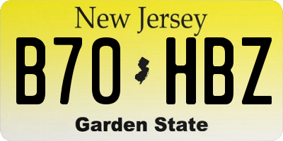 NJ license plate B70HBZ