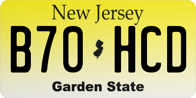 NJ license plate B70HCD