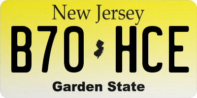 NJ license plate B70HCE