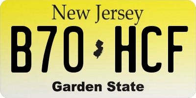 NJ license plate B70HCF