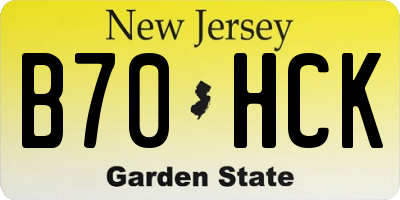 NJ license plate B70HCK