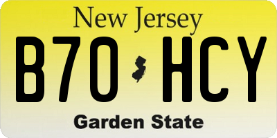 NJ license plate B70HCY