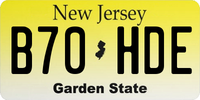 NJ license plate B70HDE