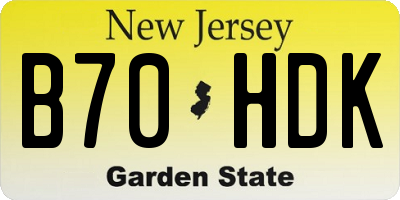 NJ license plate B70HDK