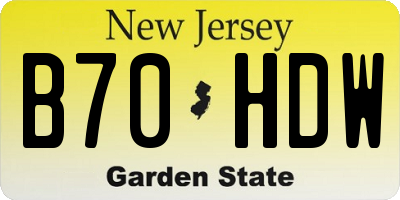 NJ license plate B70HDW
