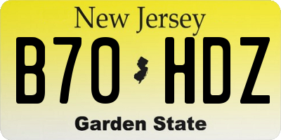 NJ license plate B70HDZ