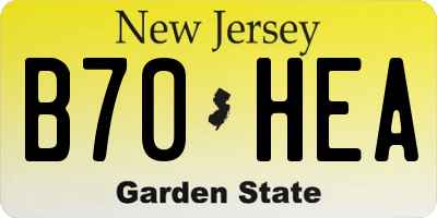 NJ license plate B70HEA