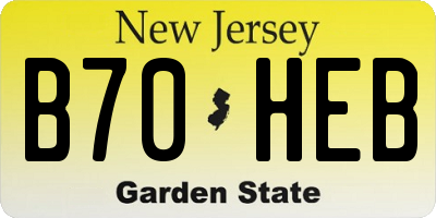 NJ license plate B70HEB