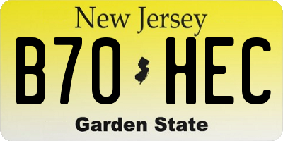 NJ license plate B70HEC