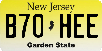 NJ license plate B70HEE