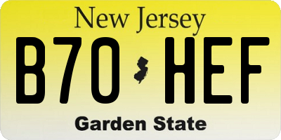 NJ license plate B70HEF