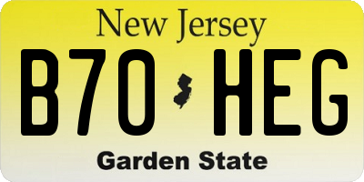 NJ license plate B70HEG