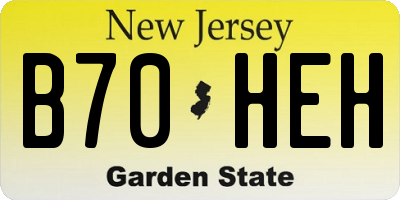 NJ license plate B70HEH