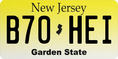 NJ license plate B70HEI