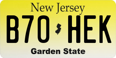 NJ license plate B70HEK