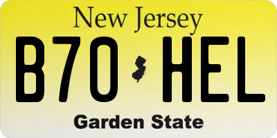 NJ license plate B70HEL