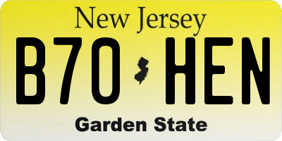 NJ license plate B70HEN