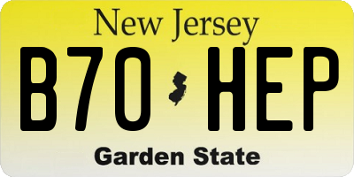 NJ license plate B70HEP