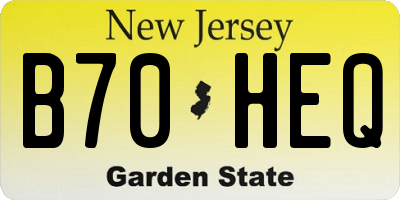 NJ license plate B70HEQ