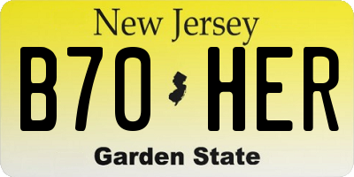 NJ license plate B70HER