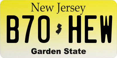 NJ license plate B70HEW