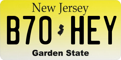 NJ license plate B70HEY
