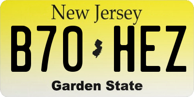 NJ license plate B70HEZ