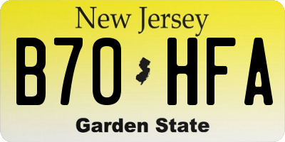 NJ license plate B70HFA