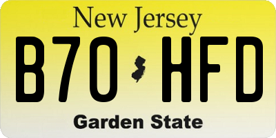 NJ license plate B70HFD