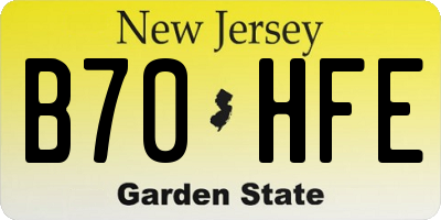 NJ license plate B70HFE