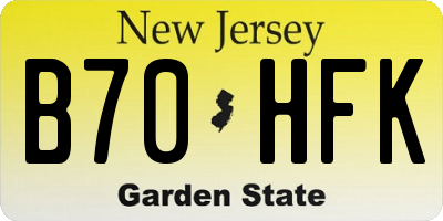 NJ license plate B70HFK