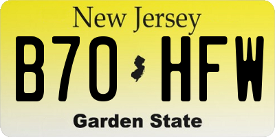 NJ license plate B70HFW
