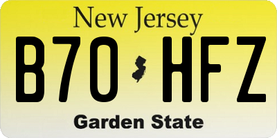 NJ license plate B70HFZ
