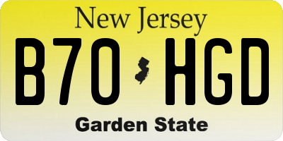 NJ license plate B70HGD