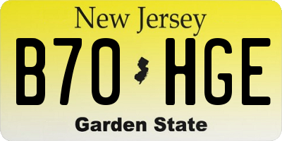 NJ license plate B70HGE