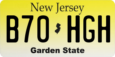 NJ license plate B70HGH