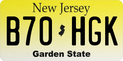 NJ license plate B70HGK