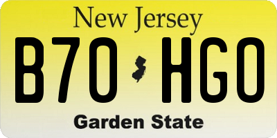 NJ license plate B70HGO