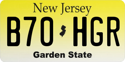 NJ license plate B70HGR