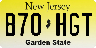 NJ license plate B70HGT