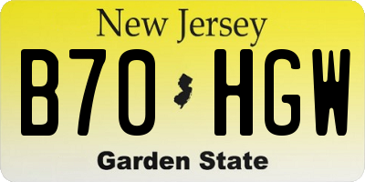 NJ license plate B70HGW