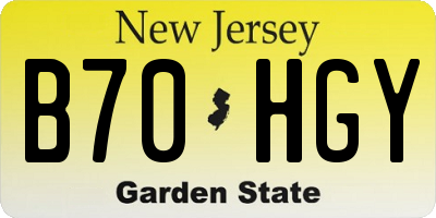 NJ license plate B70HGY