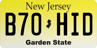 NJ license plate B70HID