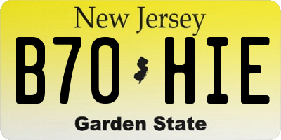 NJ license plate B70HIE