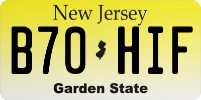 NJ license plate B70HIF