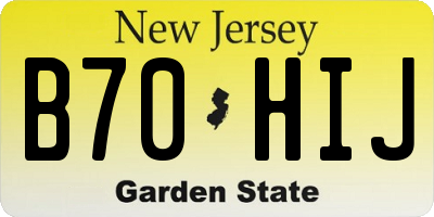 NJ license plate B70HIJ