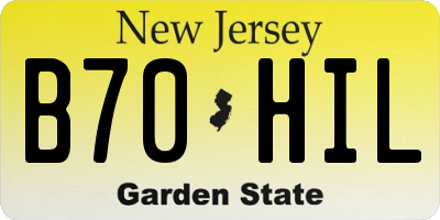 NJ license plate B70HIL