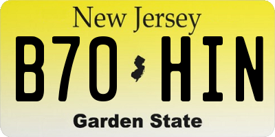 NJ license plate B70HIN